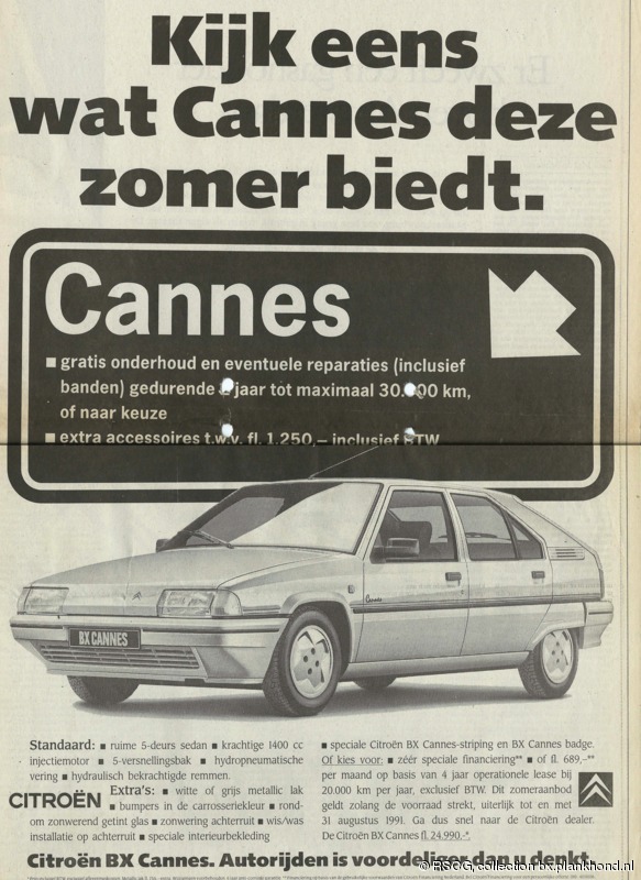 BX Cannes dagbladadvertentie