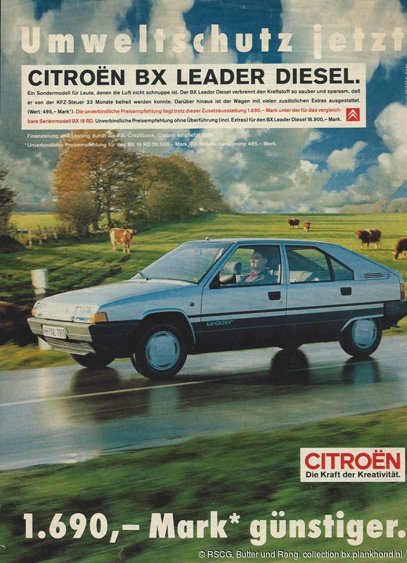 Duitse advertentie voor BX Leader D
