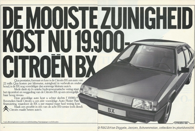 Advertentie waarin de nieuwe vanaf-prijs van de BX gecommuniceerd wordt