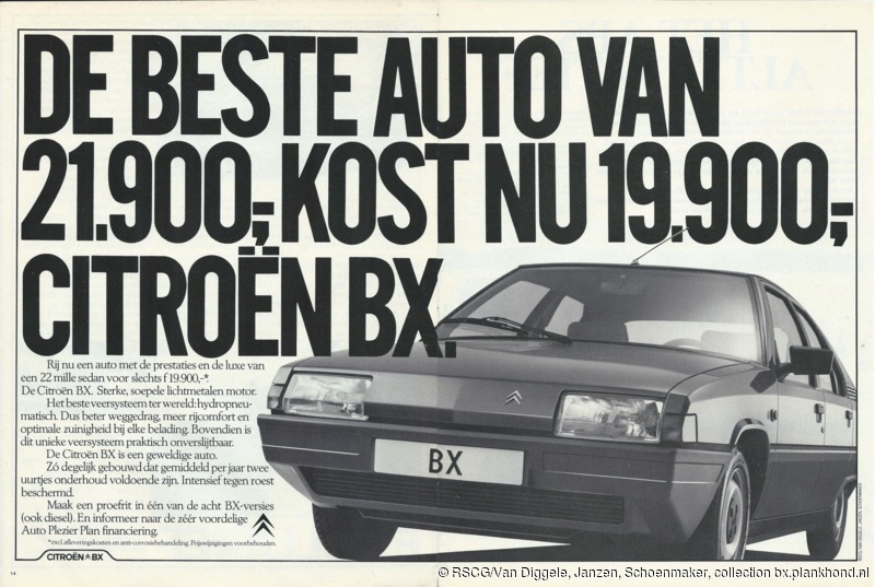 Advertentie waarin de nieuwe vanaf-prijs van de BX gecommuniceerd wordt